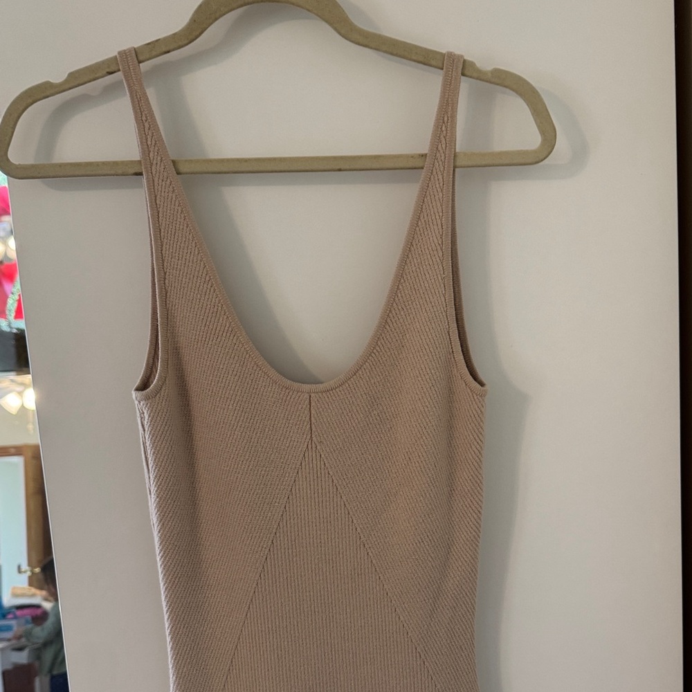Abercrombie Beige Ribbed Knit MIDI dress